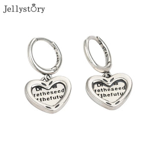 Vintage 925 Silver Drop Earrings Heart Wedding Anniversary Jewelry