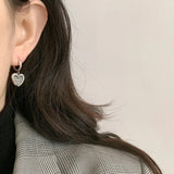 Vintage 925 Silver Drop Earrings Heart Wedding Anniversary Jewelry