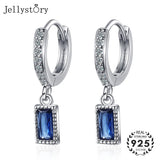 925 Sterling Silver Sapphire Gemstone Rectangle Earring