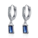 925 Sterling Silver Sapphire Gemstone Rectangle Earring