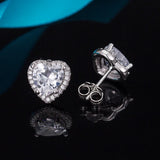 Silver 925 Heart Shaped Stud Earrings for Women