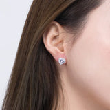 Silver 925 Heart Shaped Stud Earrings for Women