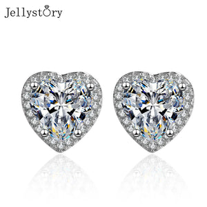 Silver 925 Heart Shaped Stud Earrings for Women