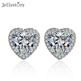 Silver 925 Heart Shaped Stud Earrings for Women