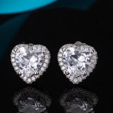 Silver 925 Heart Shaped Stud Earrings for Women