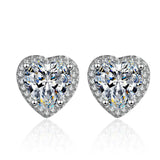 Silver 925 Heart Shaped Stud Earrings for Women
