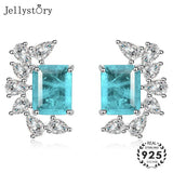 925 Silver Sapphire Stud Earrings for Wedding