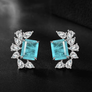 925 Silver Sapphire Stud Earrings for Wedding