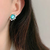 925 Silver Sapphire Stud Earrings for Wedding