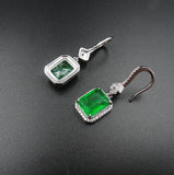 925 Silver Emerald Drop Earrings for Wedding