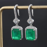 925 Silver Emerald Drop Earrings for Wedding