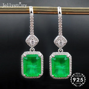925 Silver Emerald Drop Earrings for Wedding