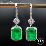 925 Silver Emerald Drop Earrings for Wedding