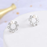 925 Silver Round Freshwater Pearl Zircon Stud Earrings