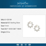 925 Silver Round Freshwater Pearl Zircon Stud Earrings