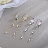 925 Silver Star Shaped Zircon Drop Earrings