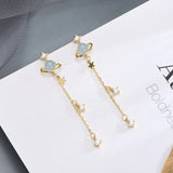 925 Silver Star Shaped Zircon Drop Earrings