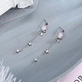 925 Silver Star Shaped Zircon Drop Earrings