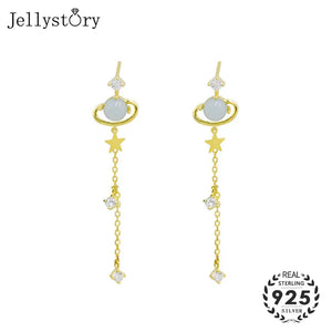 925 Silver Star Shaped Zircon Drop Earrings