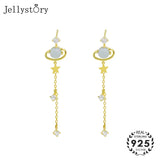 925 Silver Star Shaped Zircon Drop Earrings