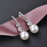 925 Silver Earrings Freshwater Pearl Zircon Wedding Party Jewelry