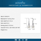 925 Silver Earrings Freshwater Pearl Zircon Wedding Party Jewelry