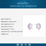 925 Silver Oval Ruby Zircon Stud Earrings Wedding Jewelry for Women