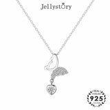925 Silver Butterfly Zircon Pendant Necklace for Wedding