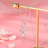 925 Silver Butterfly Zircon Pendant Necklace for Wedding