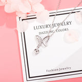 925 Silver Butterfly Zircon Pendant Necklace for Wedding