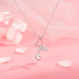 925 Silver Butterfly Zircon Pendant Necklace for Wedding
