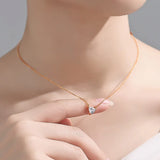 925 Silver Necklace with Zircon Pendant for Wedding Banquet