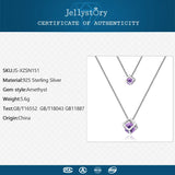925 Silver Necklace with Amethyst Pendant for Party