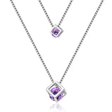 925 Silver Necklace with Amethyst Pendant for Party