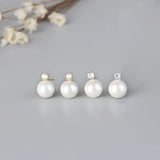 925 Silver Pearl Zircon Stud Earrings Wedding Party
