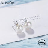 925 Silver Pearl Zircon Stud Earrings Wedding Party
