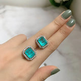 925 Sterling Silver Sapphire Rectangle Stud Earrings