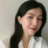 925 Sterling Silver Sapphire Rectangle Stud Earrings