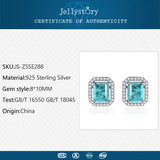 925 Sterling Silver Sapphire Rectangle Stud Earrings
