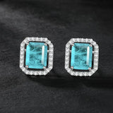 925 Sterling Silver Sapphire Rectangle Stud Earrings