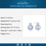 Freshwater Pearl Earrings 925 Sterling Silver Zircon Stud Jewelry