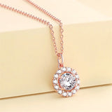 925 Silver Necklace with Zircon Charms Pendant for Wedding