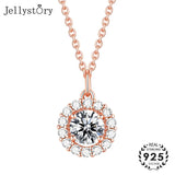 925 Silver Necklace with Zircon Charms Pendant for Wedding