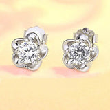 Amethyst Flower Stud Earrings 925 Sterling Silver Wedding Jewelry