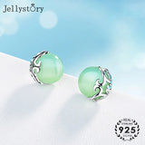 925 Silver Stud Earrings with 12mm Emerald Gemstones