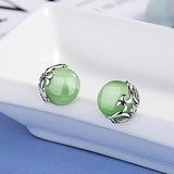 925 Silver Stud Earrings with 12mm Emerald Gemstones