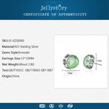 925 Silver Stud Earrings with 12mm Emerald Gemstones