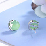 925 Silver Stud Earrings with 12mm Emerald Gemstones