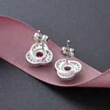 925 Silver Ruby Zircon Stud Earrings Wedding Party