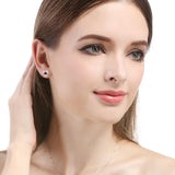 925 Silver Ruby Zircon Stud Earrings Wedding Party